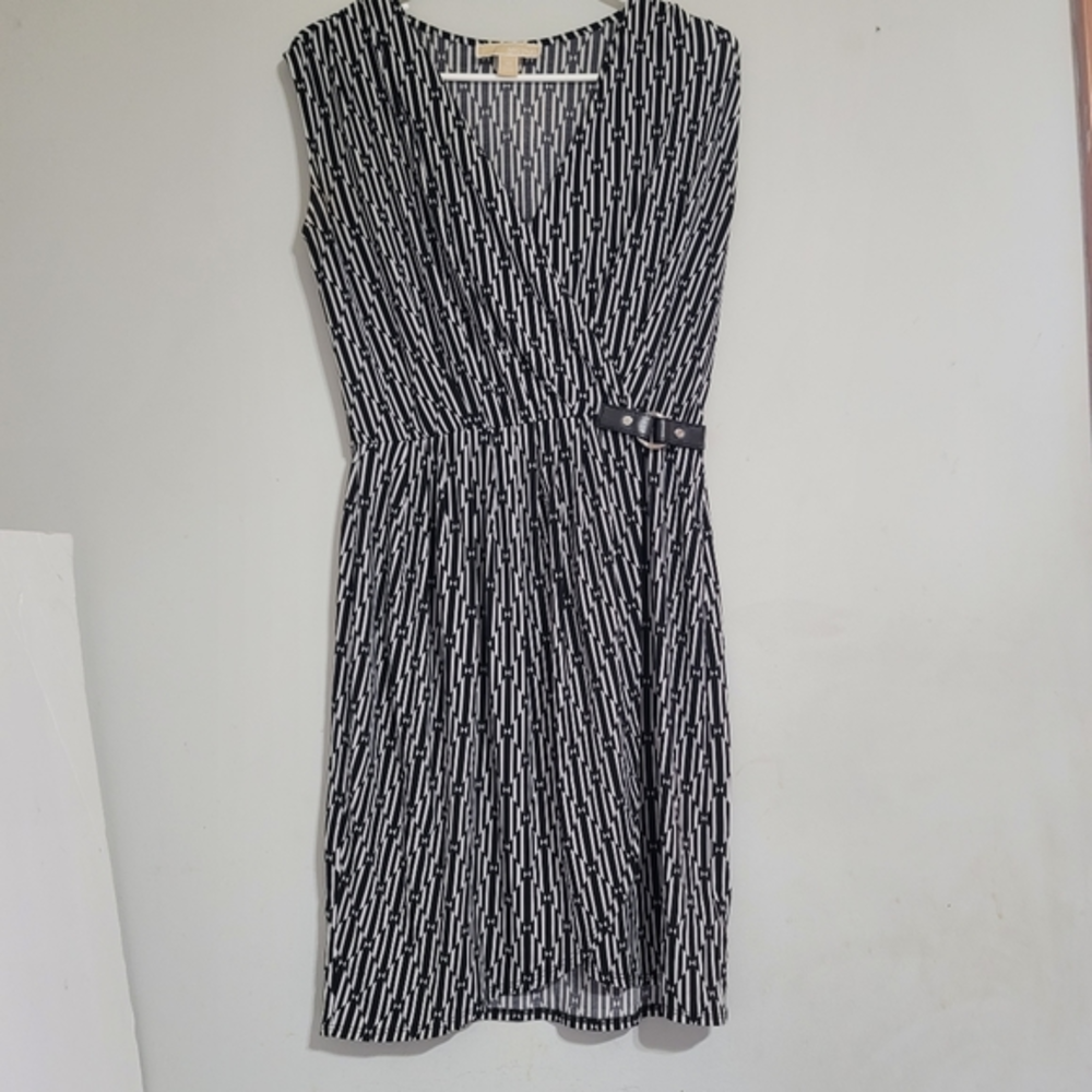 MK Wrap Dress XS Black White Plunge‎